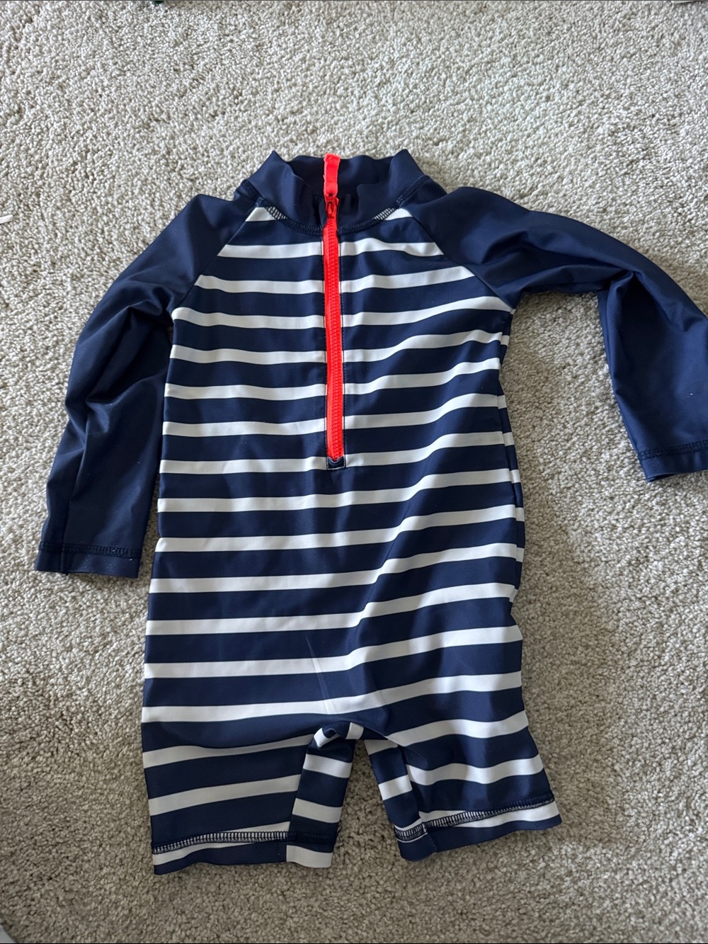 Carter's Navy & White Stripe Kids Rashguard with Red Zip